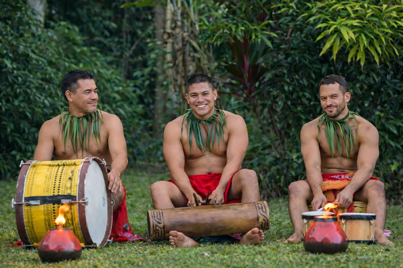 Tahitian drummers performing outdoors